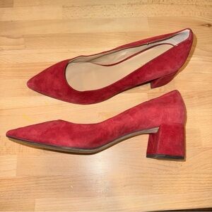 Ann Taylor- Red Suede Block‎ Heel- Size 8.5